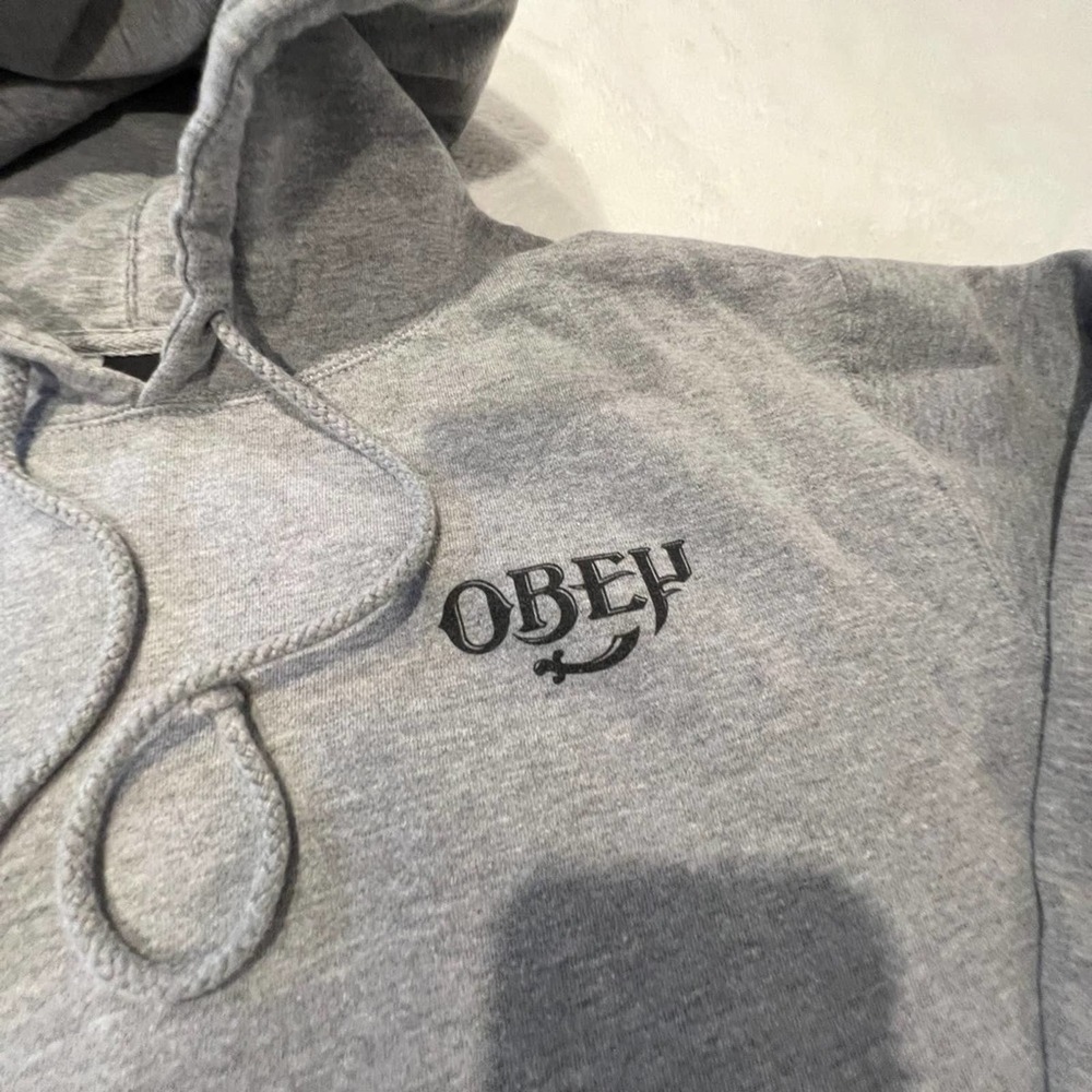 Obey Top Sweatshirt Hoodie Graphic Elephants Gray Gold Black White Size XL - Picture 4 of 10
